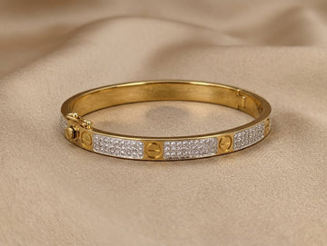 Luxe Screw Bangle with Pavé Zircon Detailing