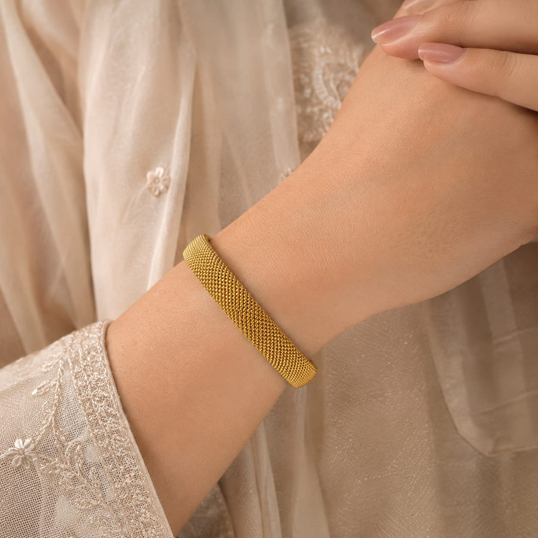 Zarrin Gold Mesh Cuff Bracelet
