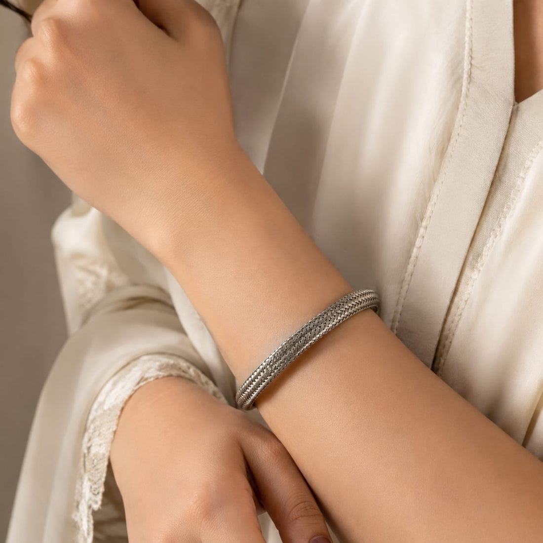 Reshmi Silver Cuff Bracelet