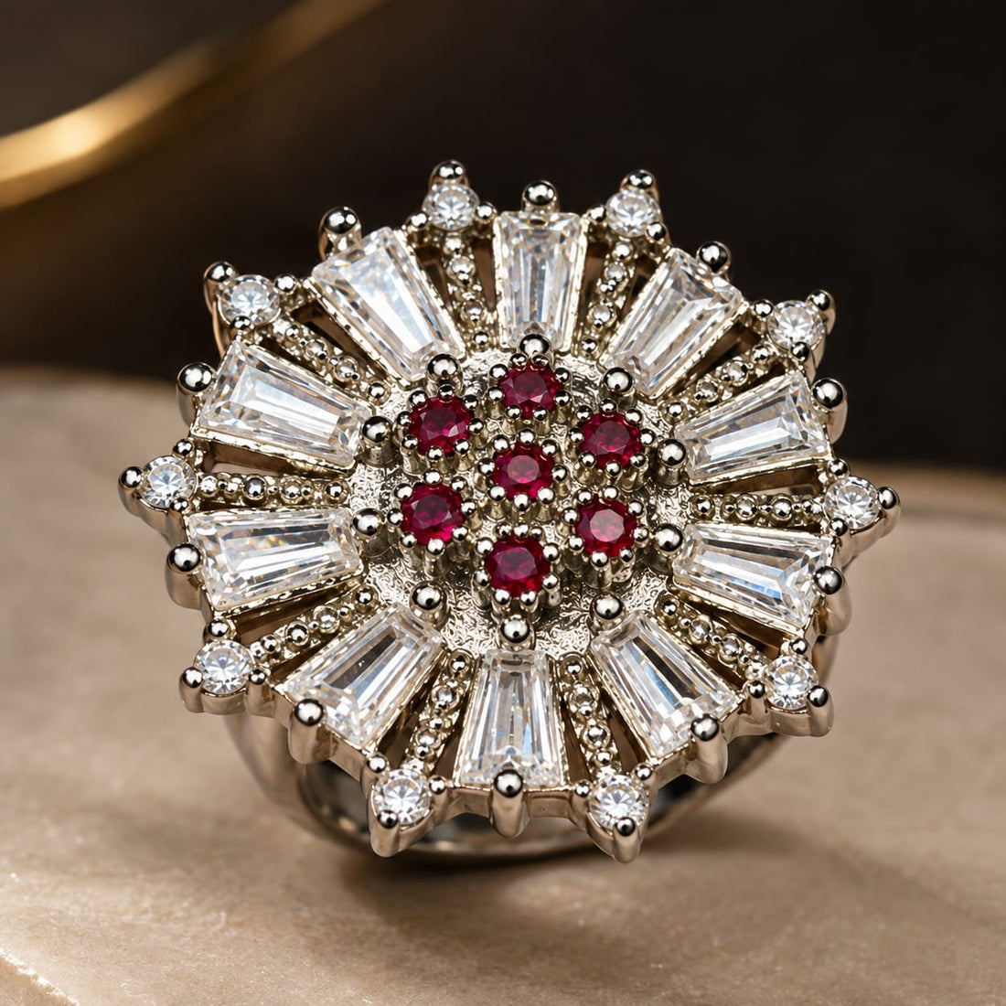 Crimson Sunburst Ring