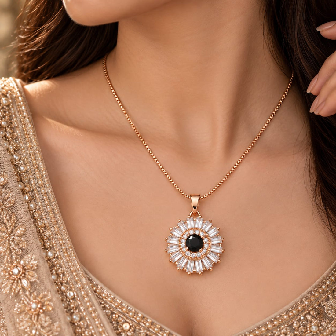 Black Diamond Sunburst Pendant