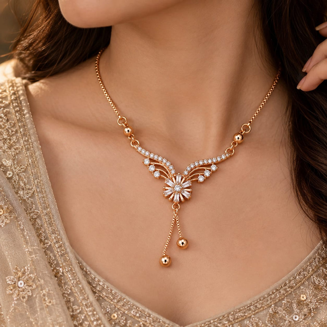 Parisa Winged Rosette Lariat