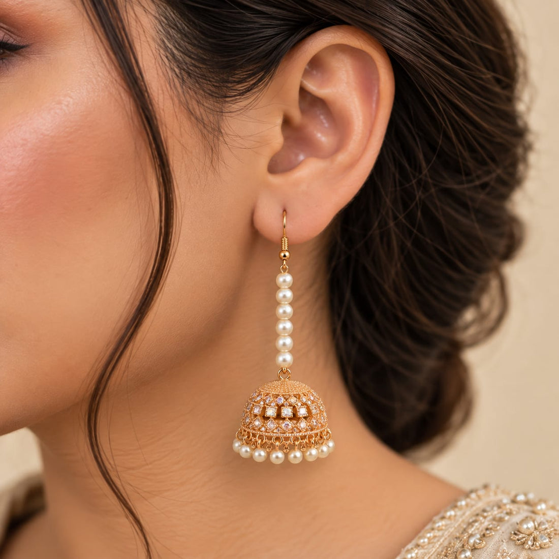 Noor Pearl Drop Jhumki