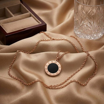 Roman Noir Coin Necklace with Black Onyx Accent