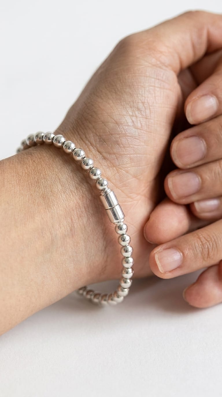 Lumina Orb Bead Bracelet with Rhodium Finish