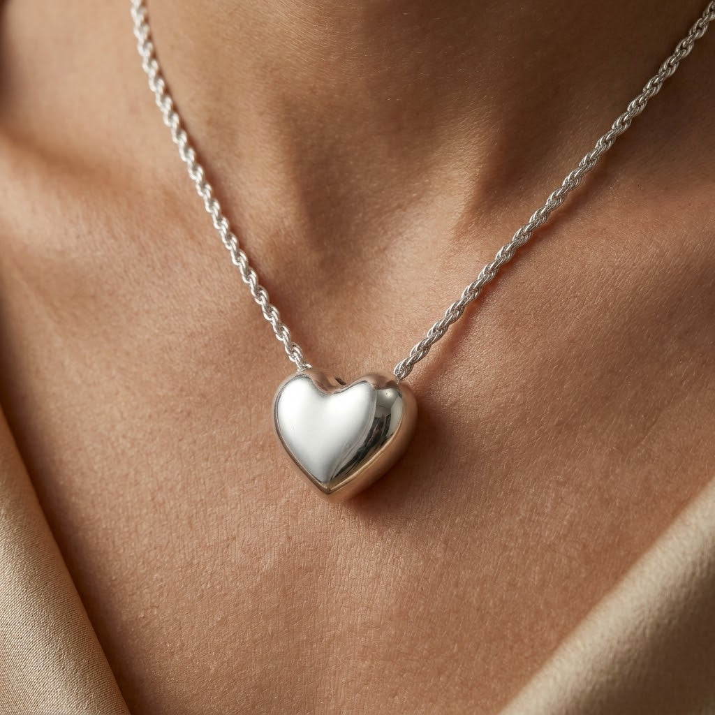 Eternal Heart Pendant Necklace with Mirror Finish