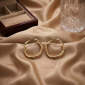 Twisted Luxe Hoop Earrings with 18K Gold Finish