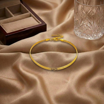 Infinity Herringbone Bracelet with Gold Mirror Finish