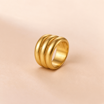 Triple Ridge Bold Ring with Satin Gold Finish