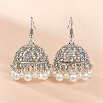 Pearl Crystal Jhumkas