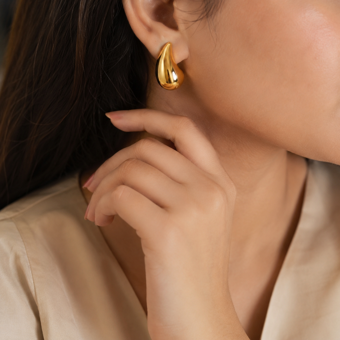 Golden Moon Curve Studs