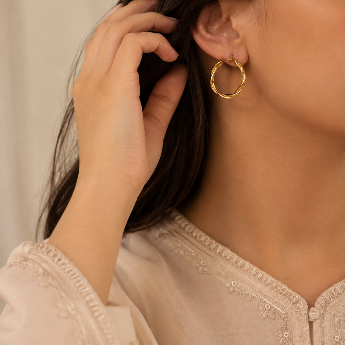 Twist-Hoop Earrings