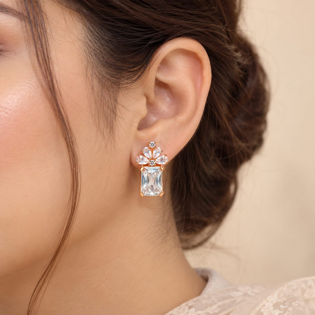 Floral Crystal Dangle Earrings