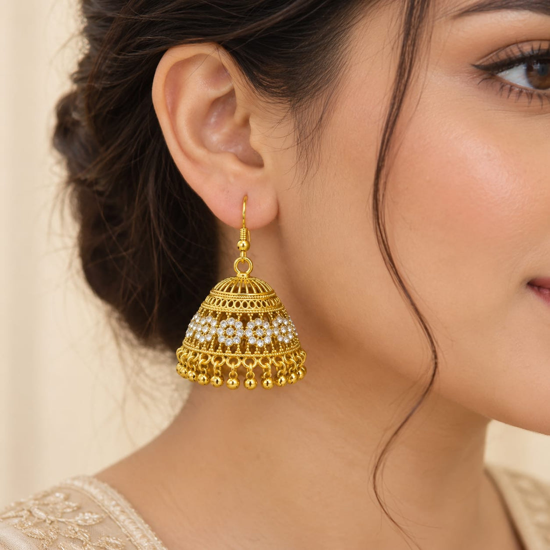 Zarmin Golden Jhumkas